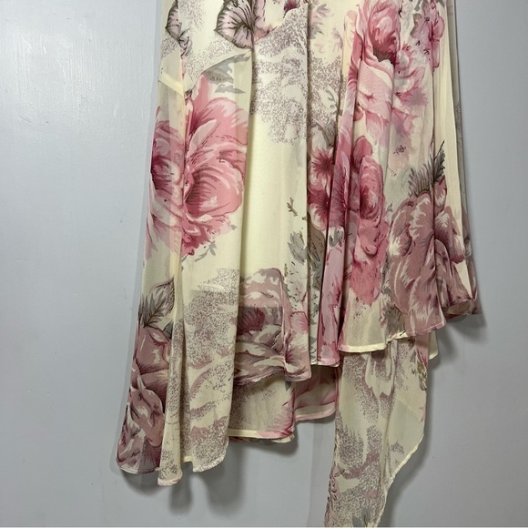 Vintage Y2K Coquette Floral Gown Fairycore Dress Asymmetric Ballet Lace Romantic - Picture 9 of 15